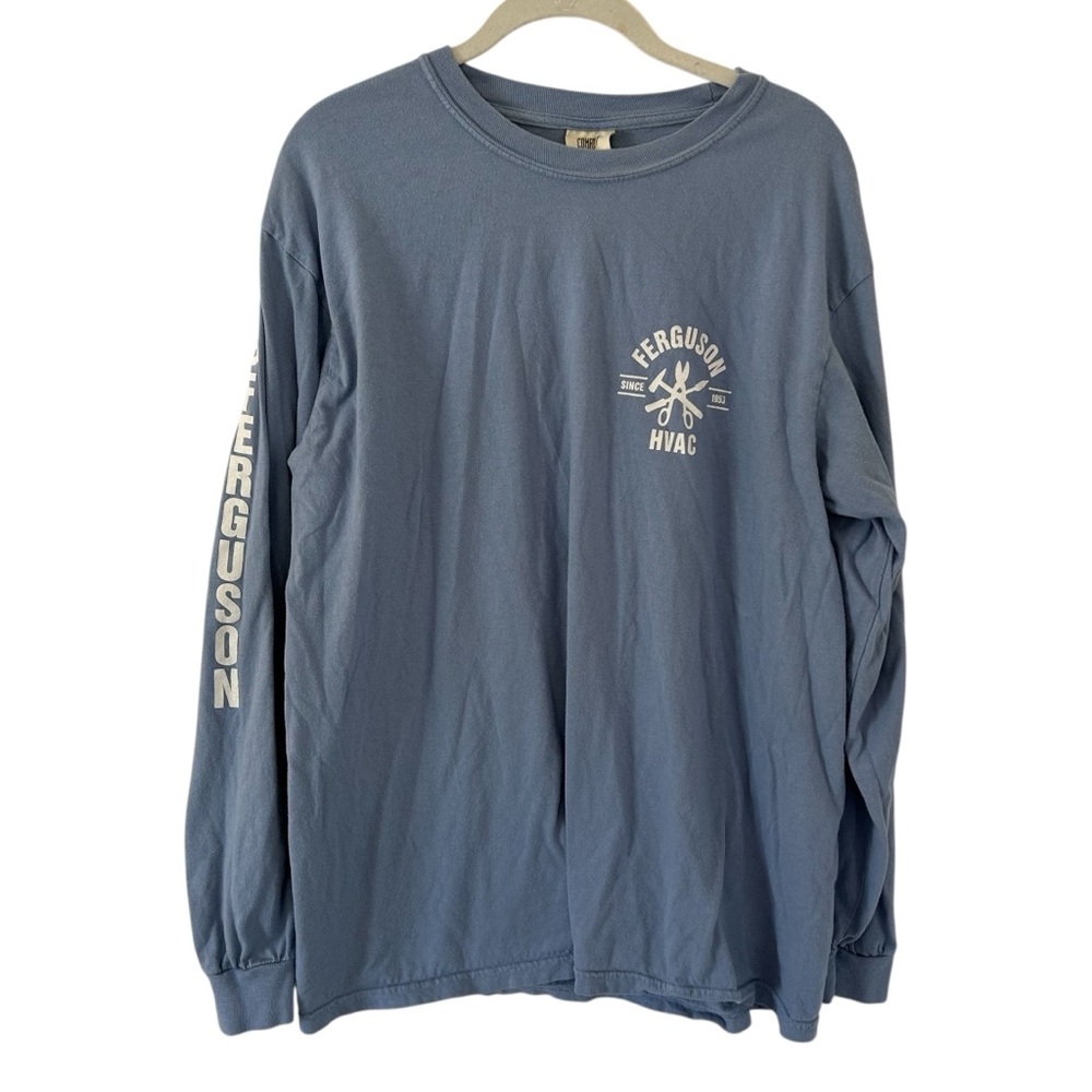 Blue Ferguson HVAC Long Sleeve Top Shirt Comfort Colors Men’s Unisex Size Large!